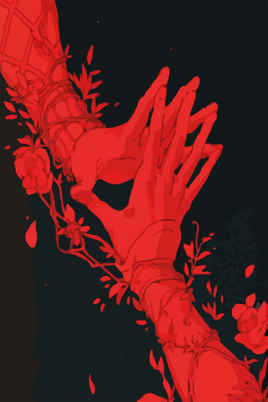 Red Gothic Lovers Valentine Abstract Art Print - Image 3