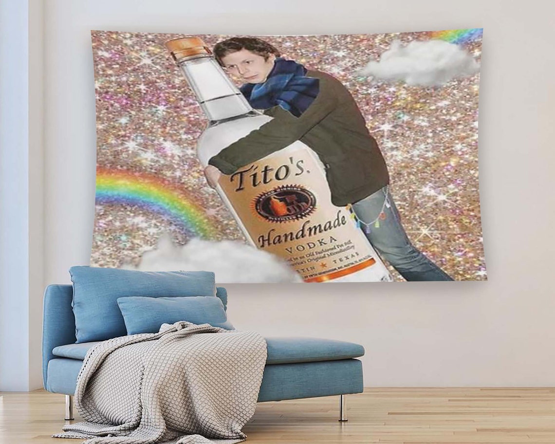 Funny Vodka Bottle Meme Glitter Rainbow Retro Humor Party Poster - Image 2