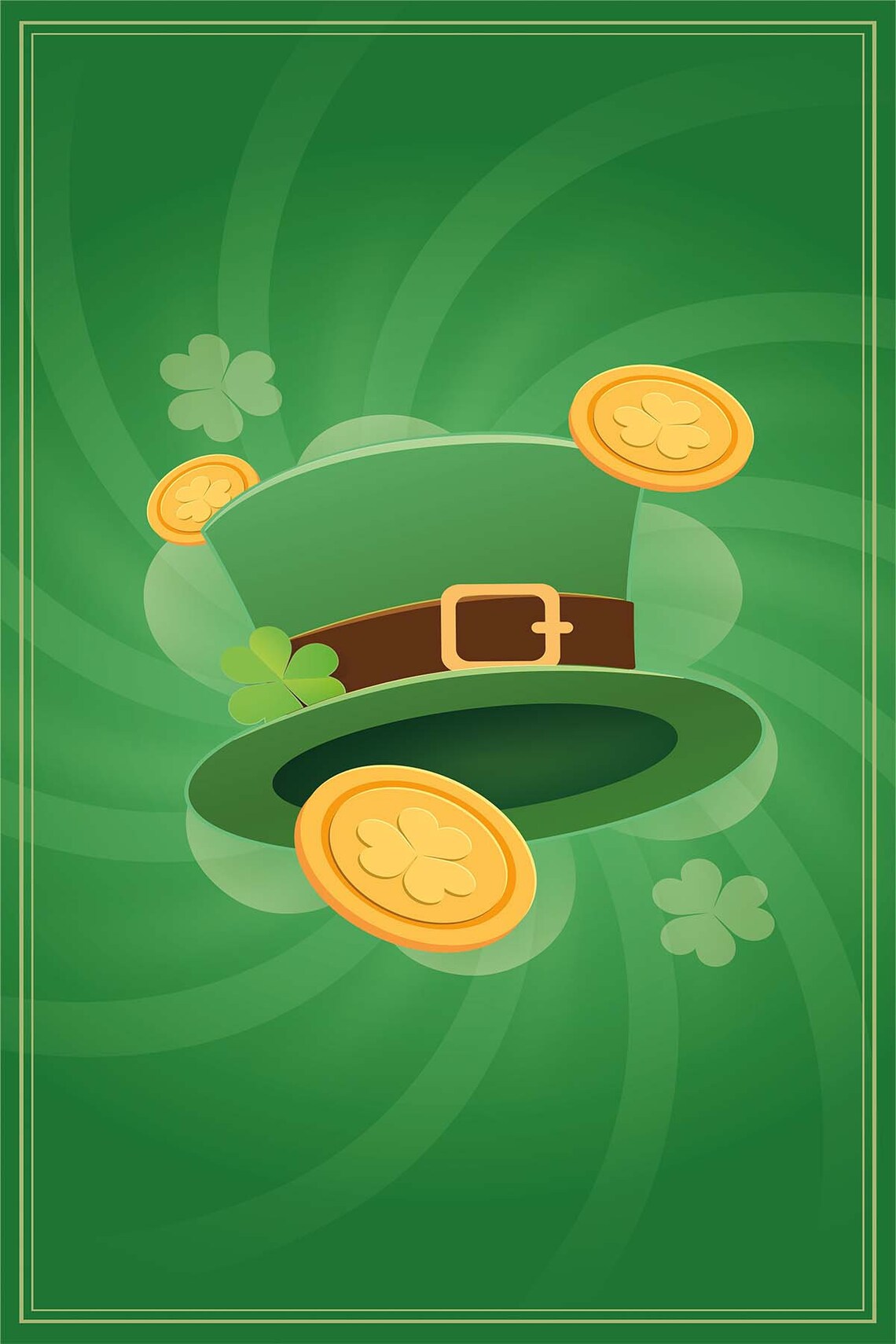 Saint Patricks Day Leprechaun Hat Gold Coins Shamrock Holiday Poster - Image 3