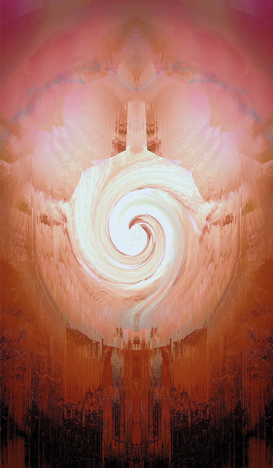 Burnt Orange Swirl Abstract Fire Dream Symmetric Modern Digital Poster - Image 3