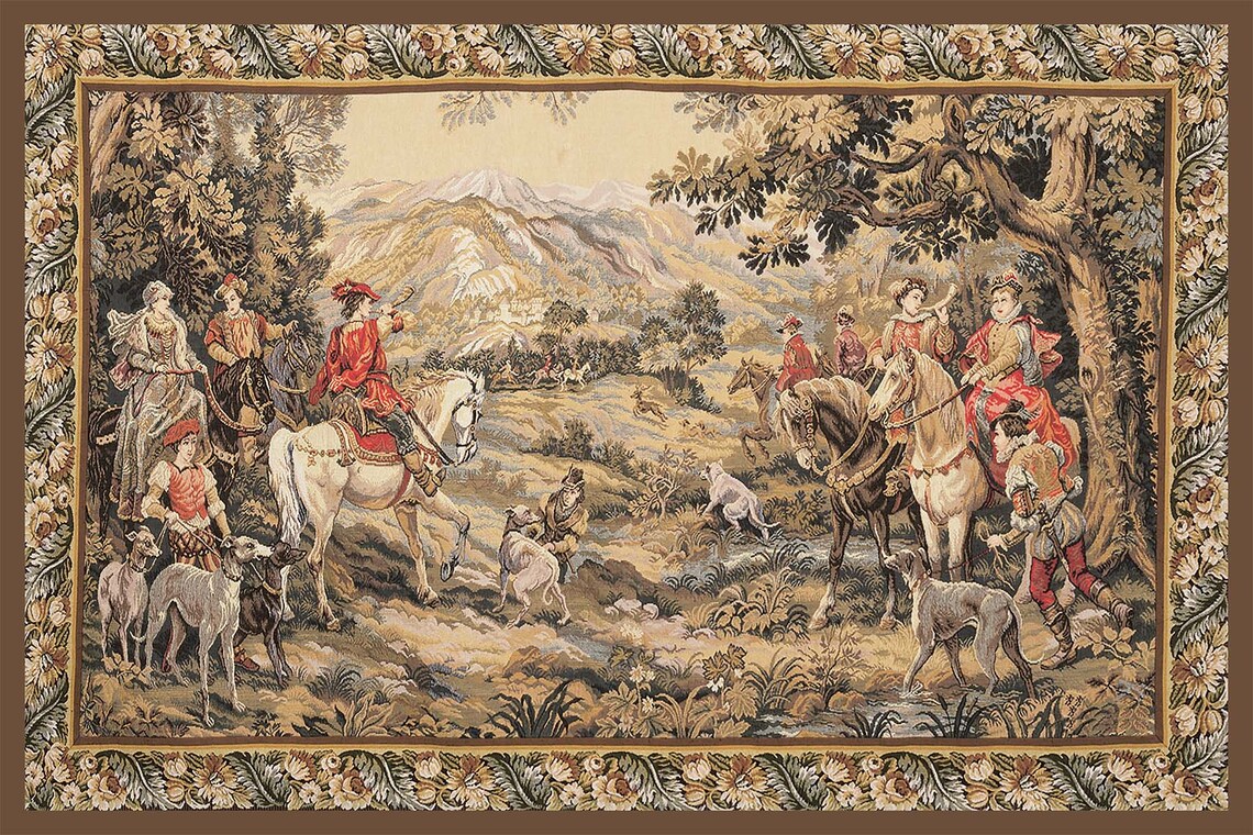 Medieval Hunting Scene Horsemen Hounds Renaissance Castle Poster - Image 3