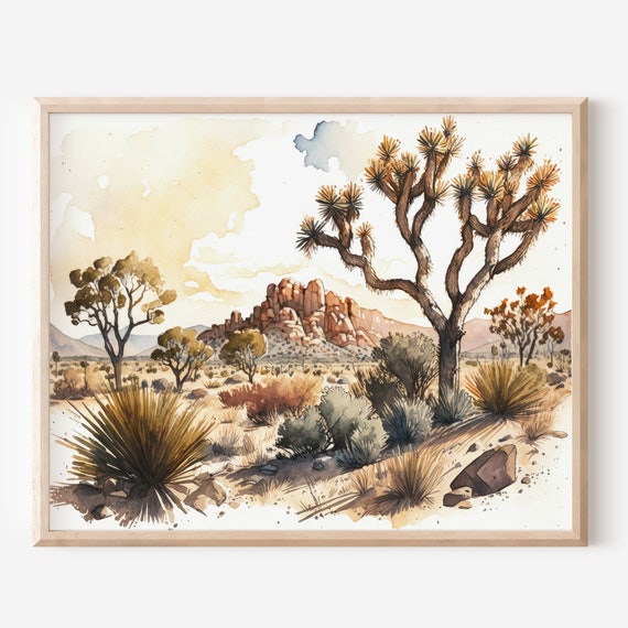 National Park Poster Joshua Tree Print Painting Wall Art Boho Desert Landscape