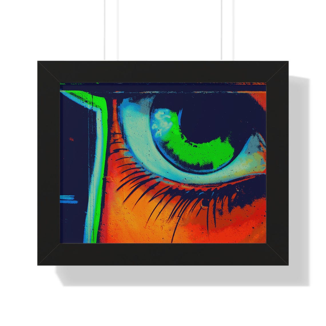 Hypnotic Giant Green Eye Graffiti Mural Close-Up Framed Poster