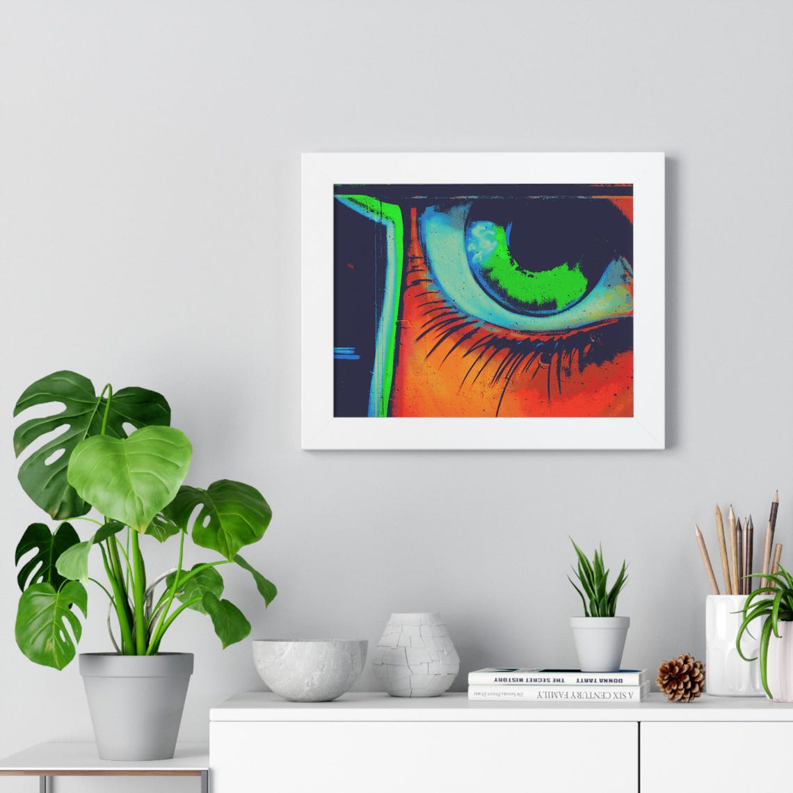 Hypnotic Giant Green Eye Graffiti Mural Close-Up Framed Poster - Image 2