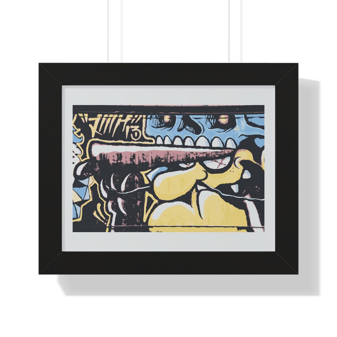 Bold Cartoon Skull Face Graffiti Street Mural Art Framed Poster