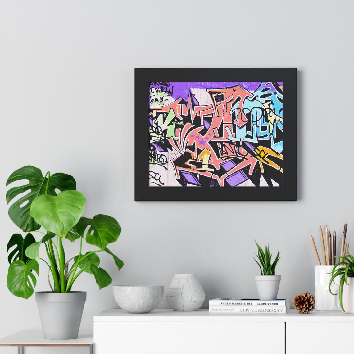 Pink Wildstyle Graffiti Lettering Street Mural Framed Poster - Image 4