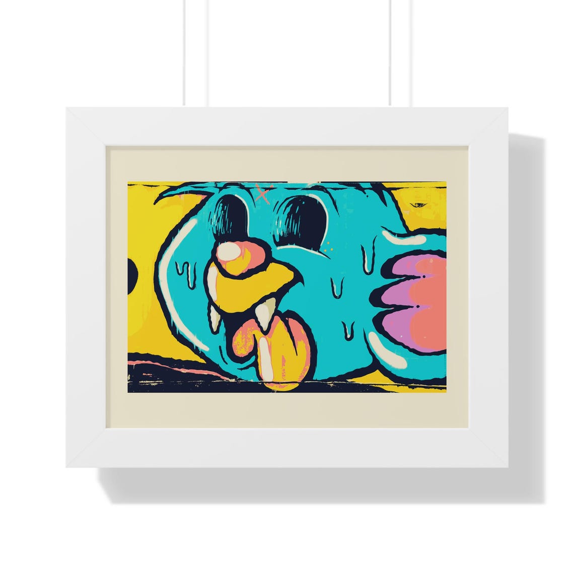 Playful Quirky Blue Monster Cartoon Graffiti Character Poster - Image 3