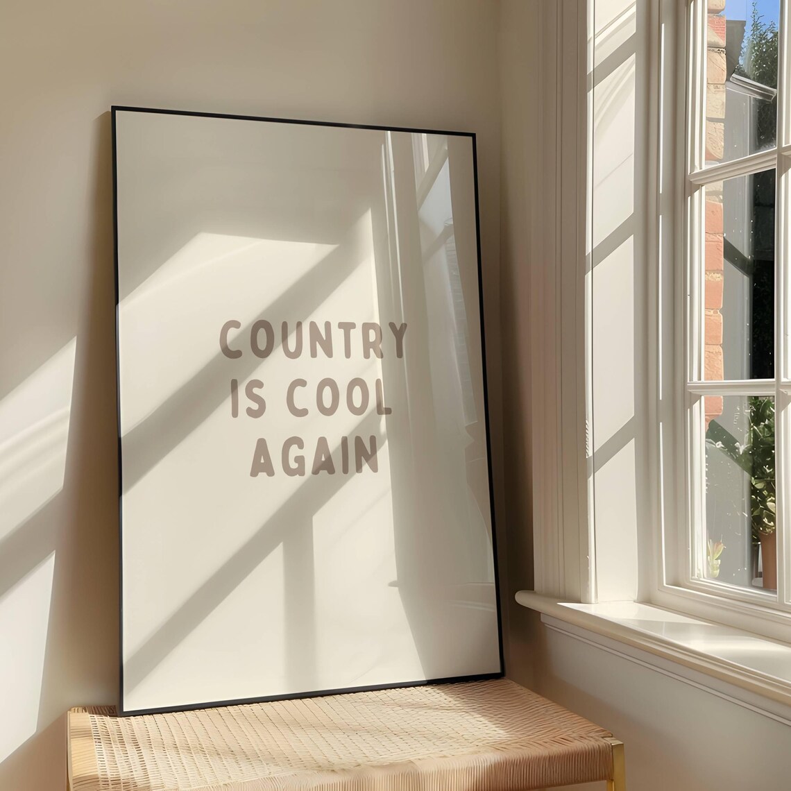 Country Is Cool Again Bold Western Neutral Typography Quote Poster