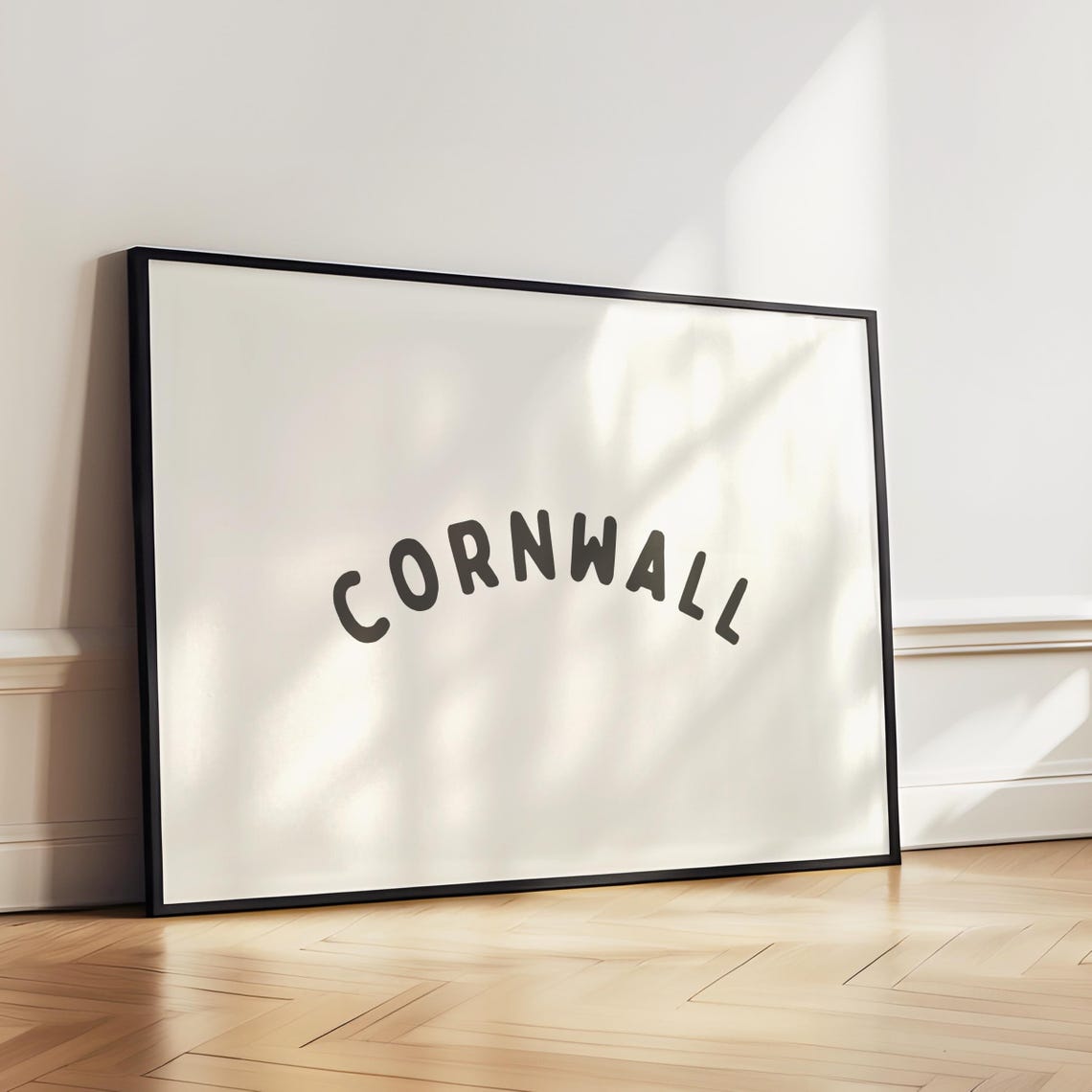 Cornwall England Arched Text Minimalist Black And White Place Poster