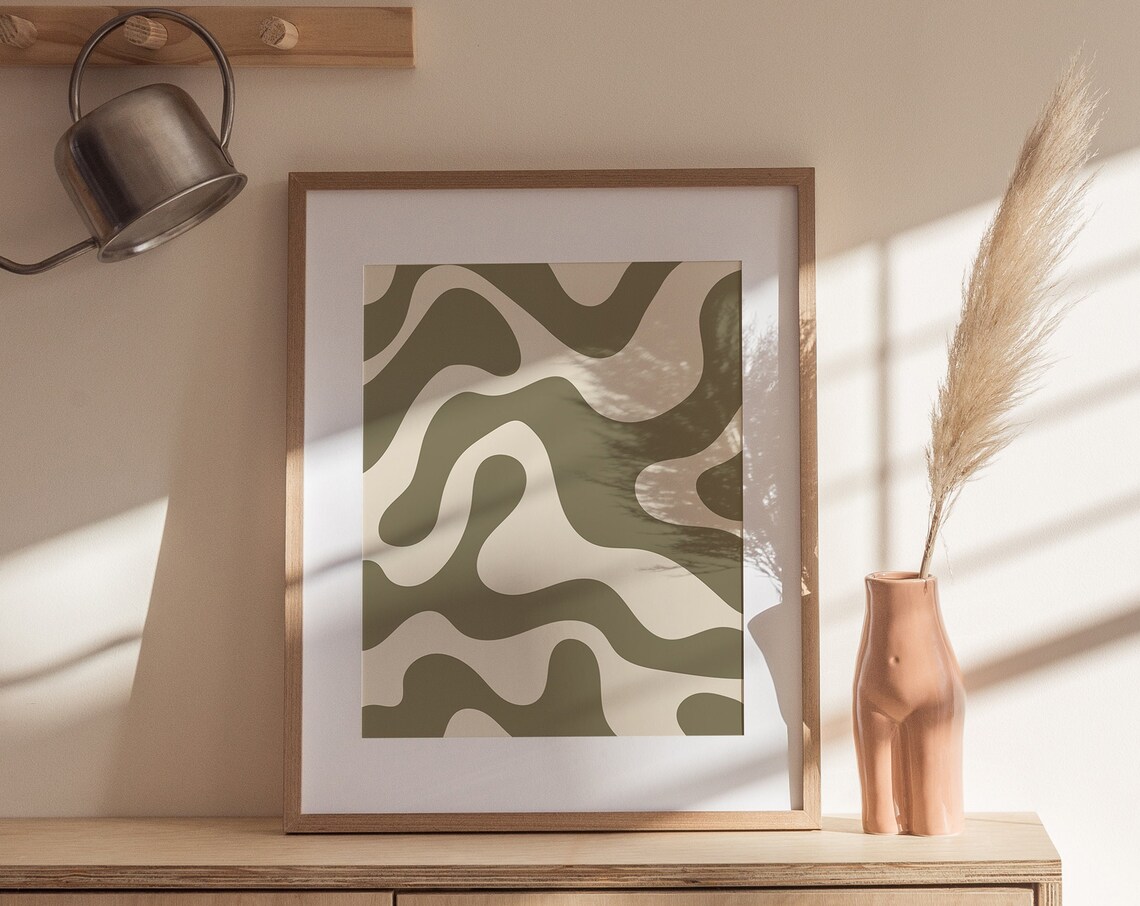 Japandi Modern Abstract Art Print, Neutral Decor