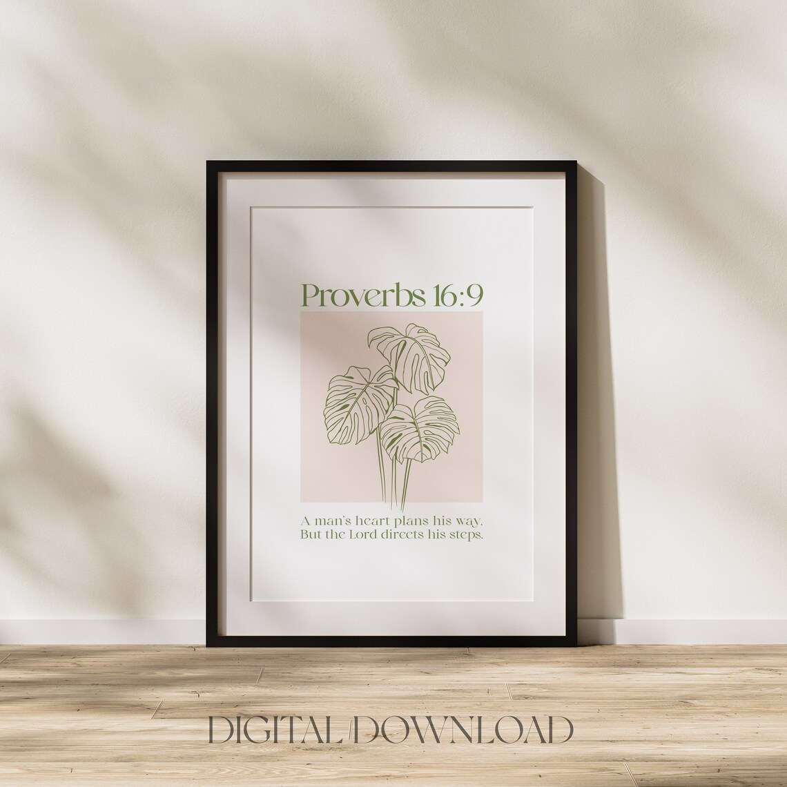 Proverbs 16:9 A Mans Heart Plans His Way Monstera Botanical Scripture Poster - Image 6