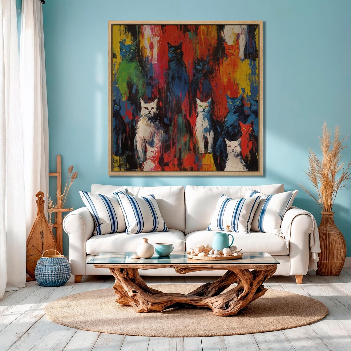 Colorful Pop Art Cats Abstract Graffiti Style Feline Painting Poster - Image 4