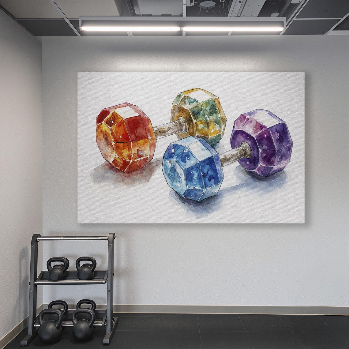 Dumbbells Framed Art Watercolor Sports Painting Print Motivational Gym Decor Workout Wall Art Fitness Poster Ready To Hang Gift - Image 6