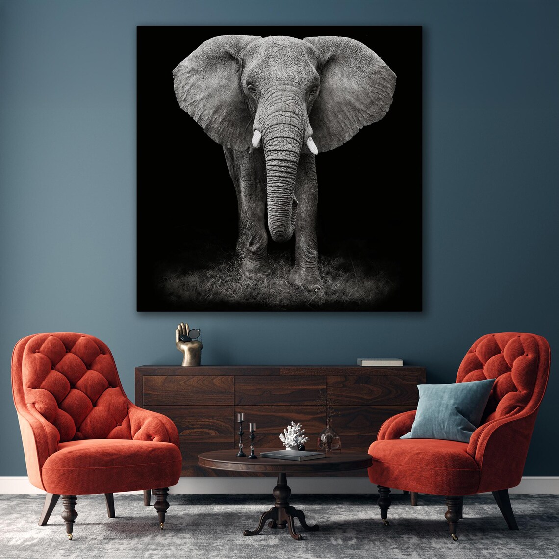 African Elephant Black and White Wall Art Print - Image 6