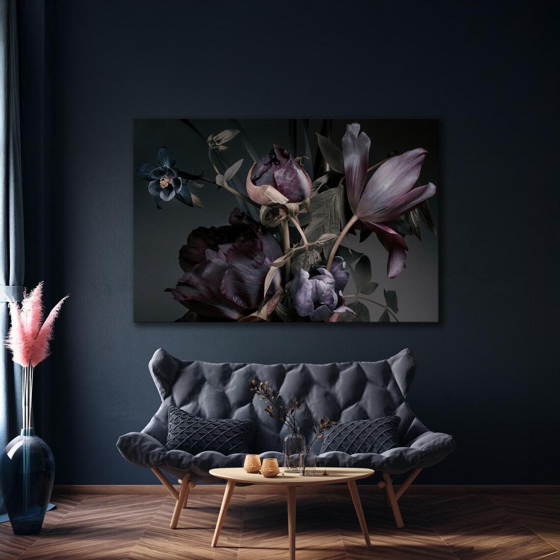 Purple Peonies and Tulips, Vintage Floral Art Print - Image 4
