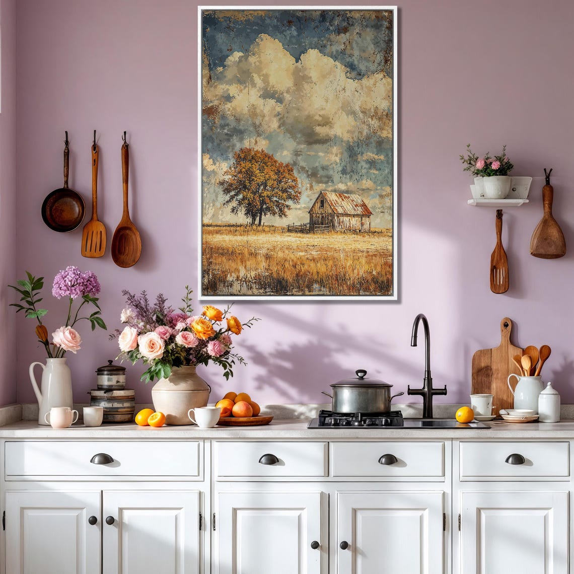 Rustic Weathered Barn Standing in Golden Autumn Field Poster - Image 3