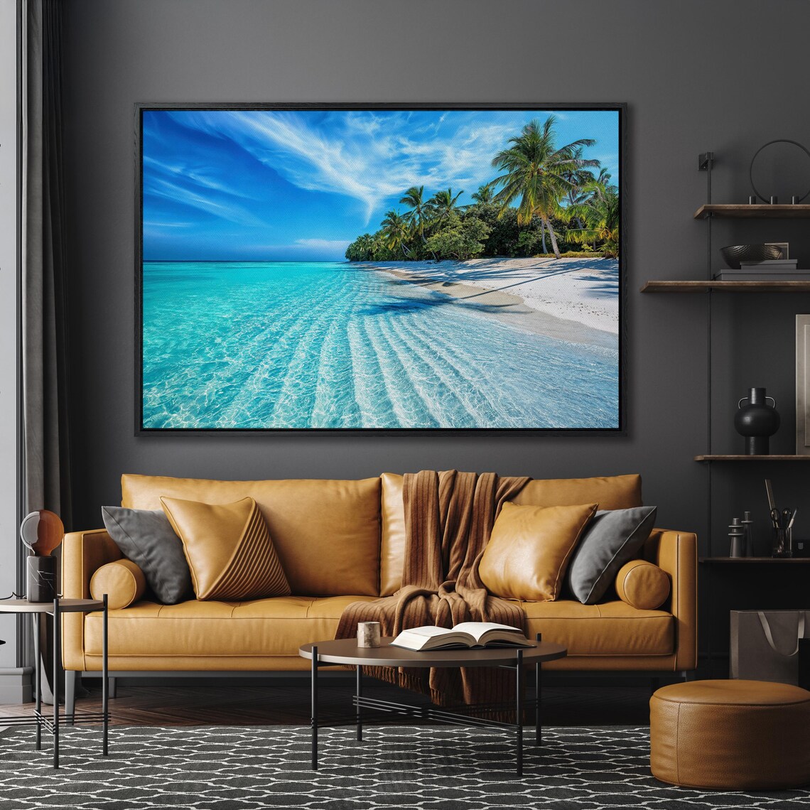 Tropical Beach Ocean Beach Palm Trees Art Print - Image 5