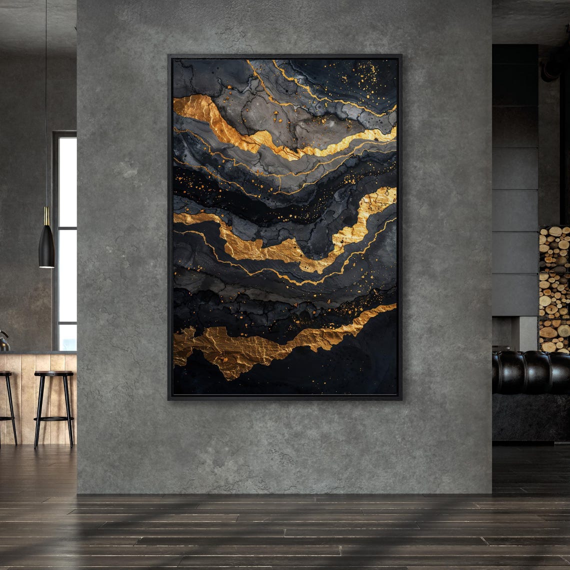 Black And Gold Marble Abstract Luxury Texture Modern Art Poster - Image 6