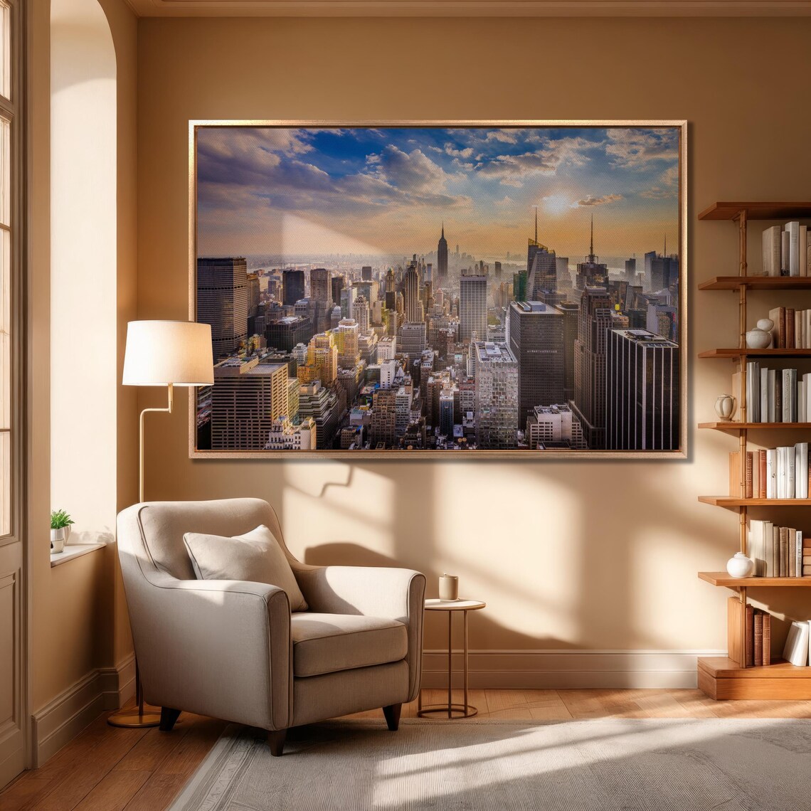 New York City Manhattan Skyline Golden Sunset Panoramic Large Wall Art - Image 4