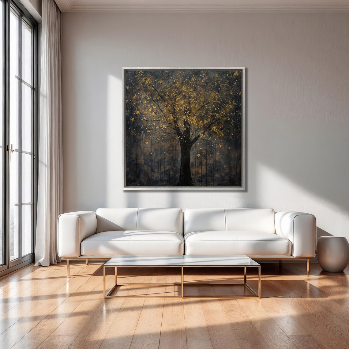 Black Tree Abstract Gold Splash Wall Art Print - Image 2