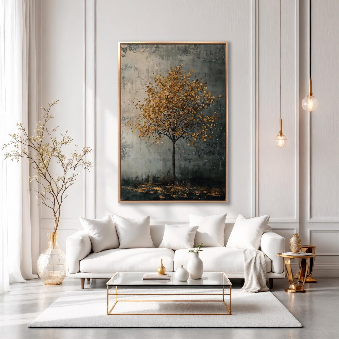 Solitary Tree With Golden Leaves, Autumn Art Print - Image 5