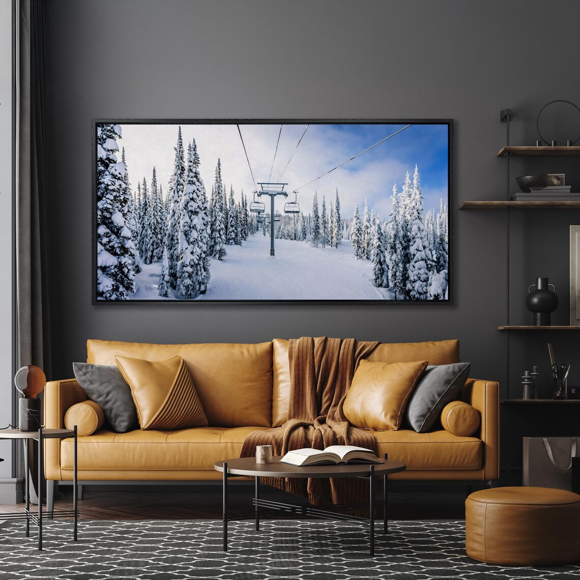 Shuswap BC Ski Lift Winter Landscape Art Print - Image 5
