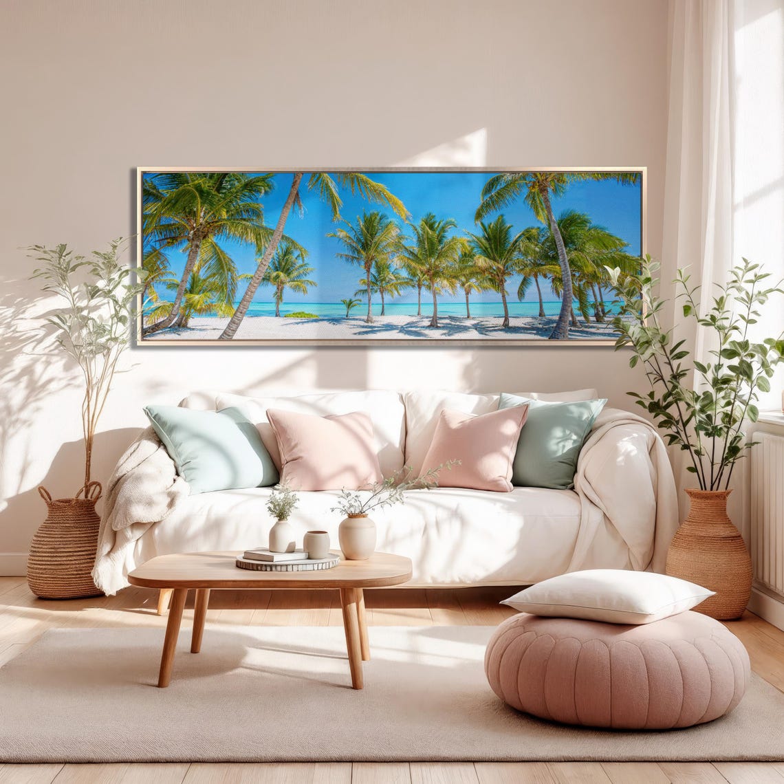 Tropical Beach White Sand Palm Trees Turquoise Ocean Panorama Poster - Image 4