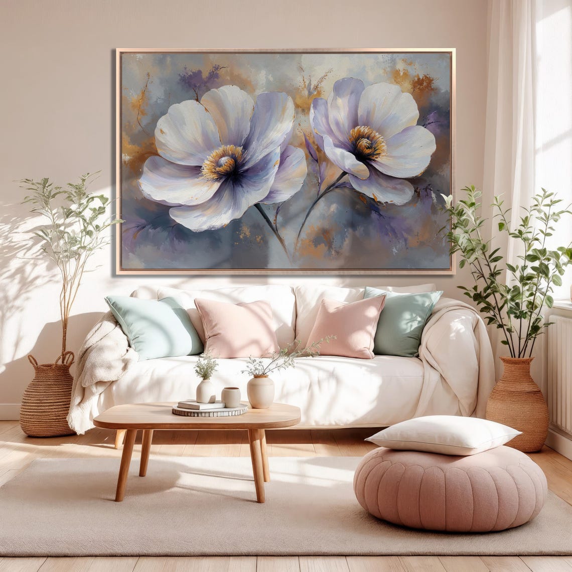 White Anemone Flower Duo Painted In Lavender Botanical Poster - Image 3