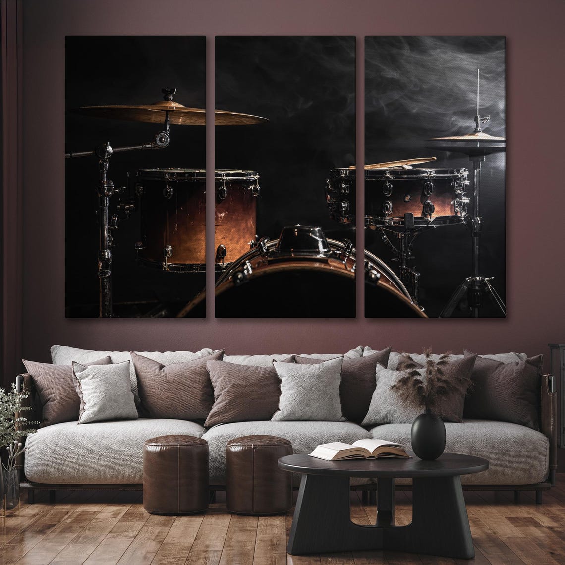 Drum Kit on Dark Stage Close-Up Percussion Instrument Photo Poster - Image 6