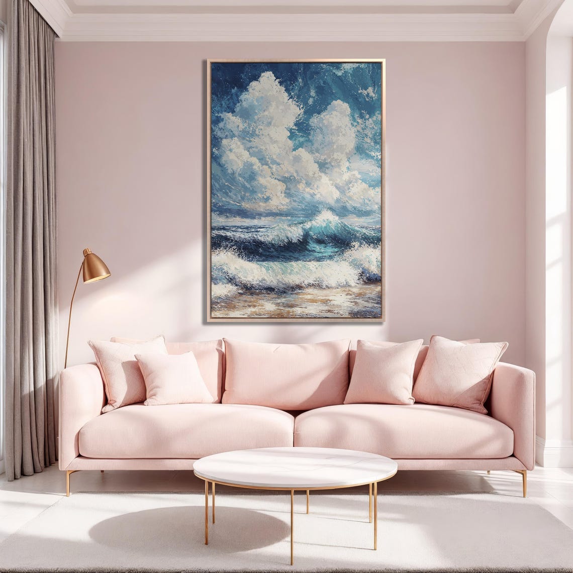 Turquoise Cresting Wave With Dramatic White Clouds Seascape Poster - Image 5