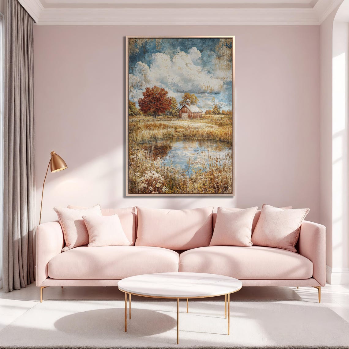 Rustic Red Barn by a Still Pond With Colorful Autumn Trees Poster - Image 5