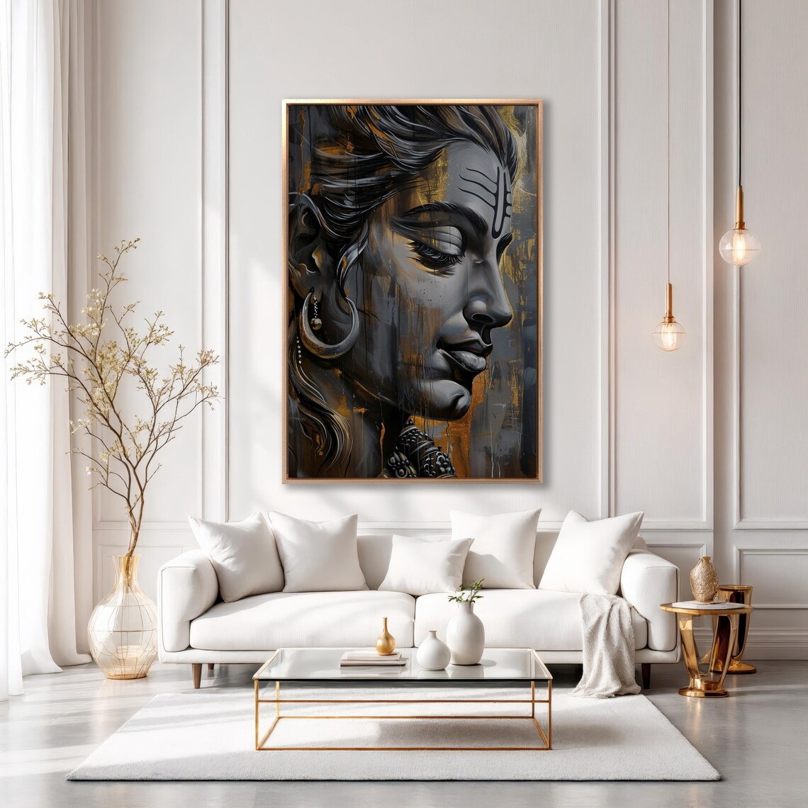 Lord Shiva Portrait In Black And Gold Spiritual Devotion Poster - Image 4