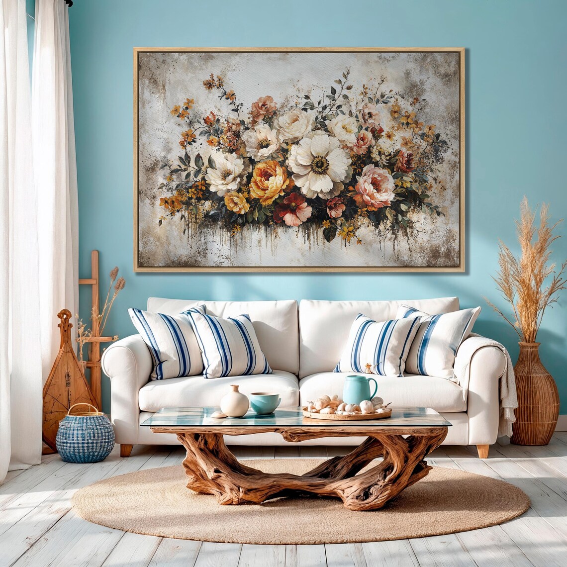 Vintage White And Rose Floral Bouquet Still Life Wall Poster - Image 4