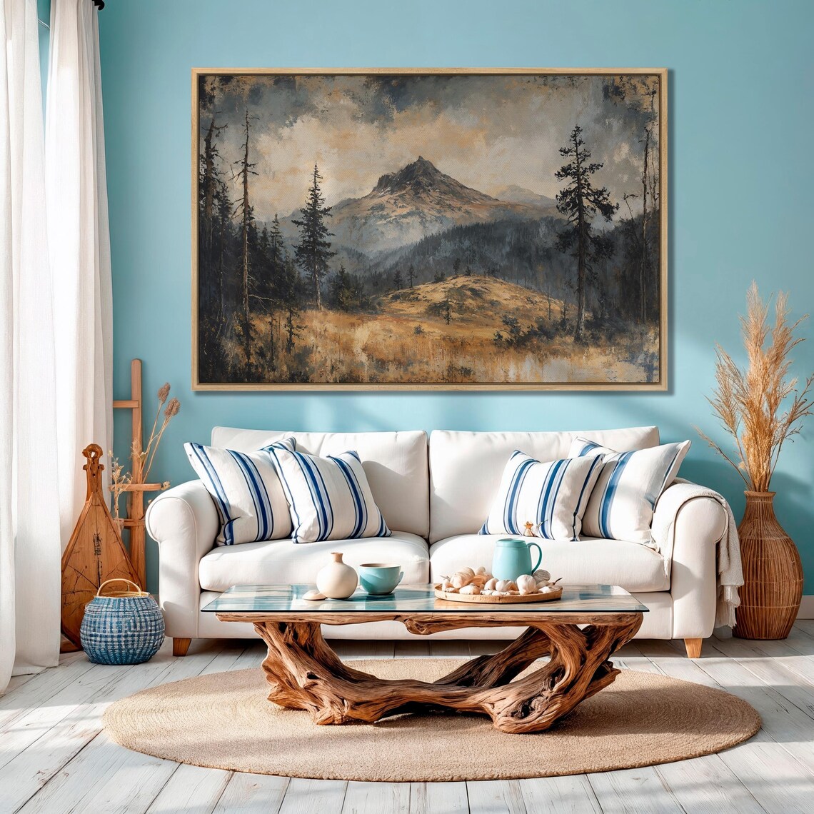 Mountain Wilderness Framed Print Nature Landscape Art Rustic Decor Forest Art Large Wall Art Ready To Hang Gift For Him - Image 4