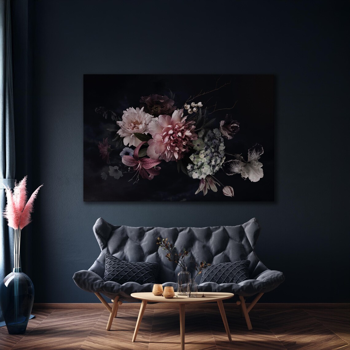 Dark Floral Bouquet Oil Painting Peonies Lilies Moody Botanical Poster - Image 3