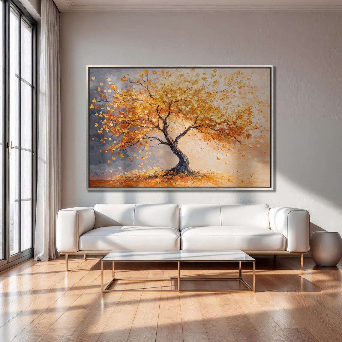 Autumn Tree with Golden Orange Leaves Nature Elegant Art Poster - Image 2
