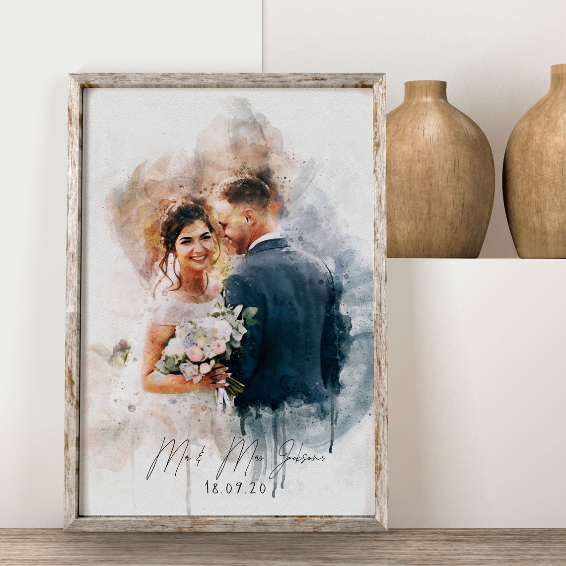 Mothers Day Watercolor Art Portrait From Photo Unique Mothers Day Gift For Mom Sister Daughter Auntie Grandma Family Illustration Wall Art - Image 4