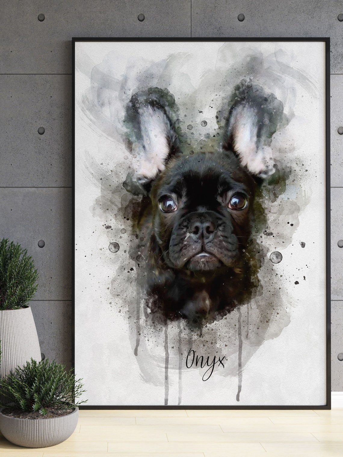 Watercolor Doberman Portrait Black Tan Pet Name Keepsake Poster - Image 3