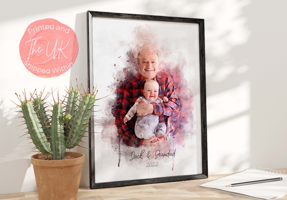 Father and Daughter Red Plaid Watercolor Amazing Father Quote Poster - Image 2