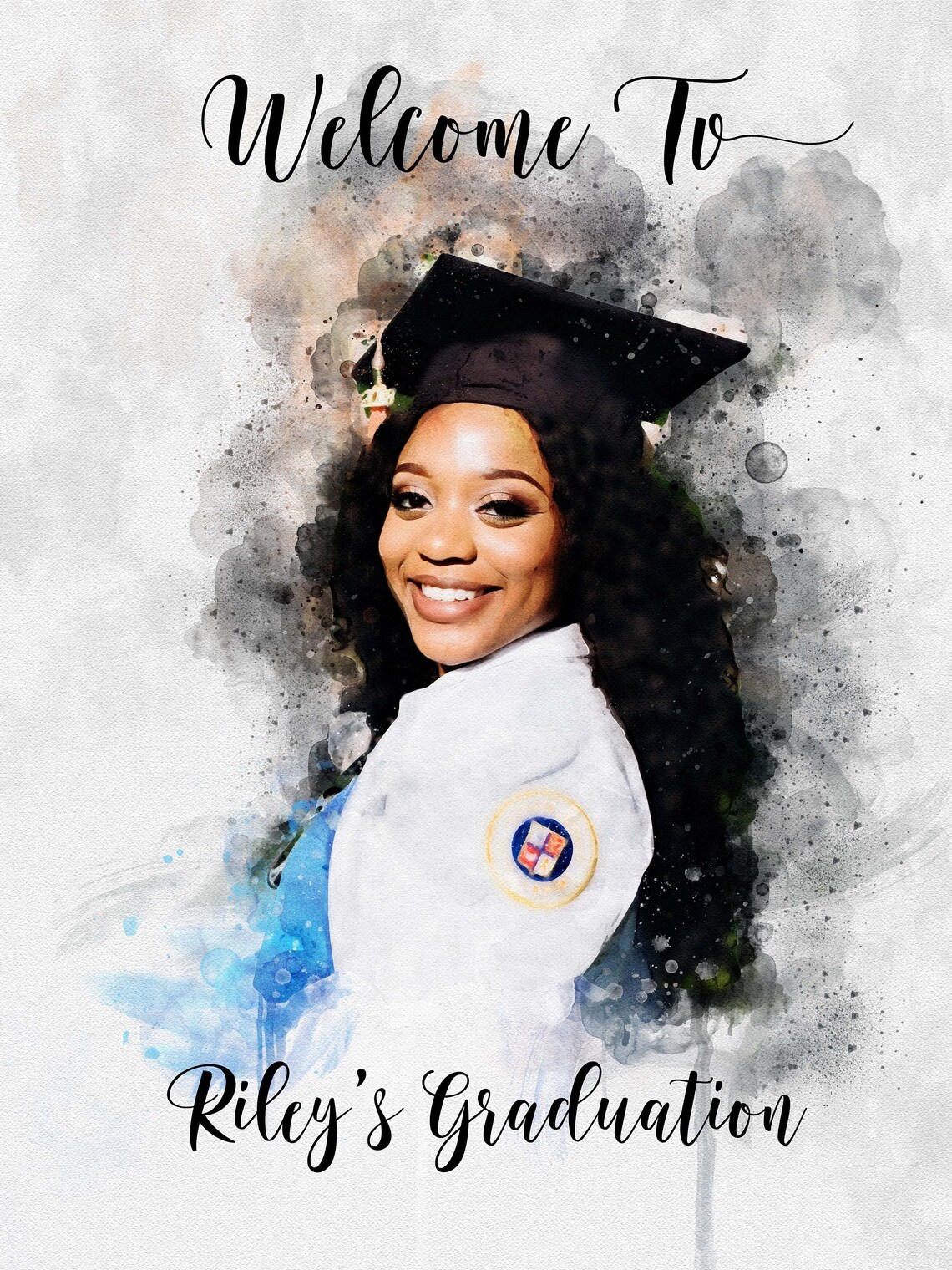 Grad Party Sign From Photo Graduation Party Welcome Sign Watercolour Graduation Sign Graduation Party Decor University Grad Party Sign - Image 4