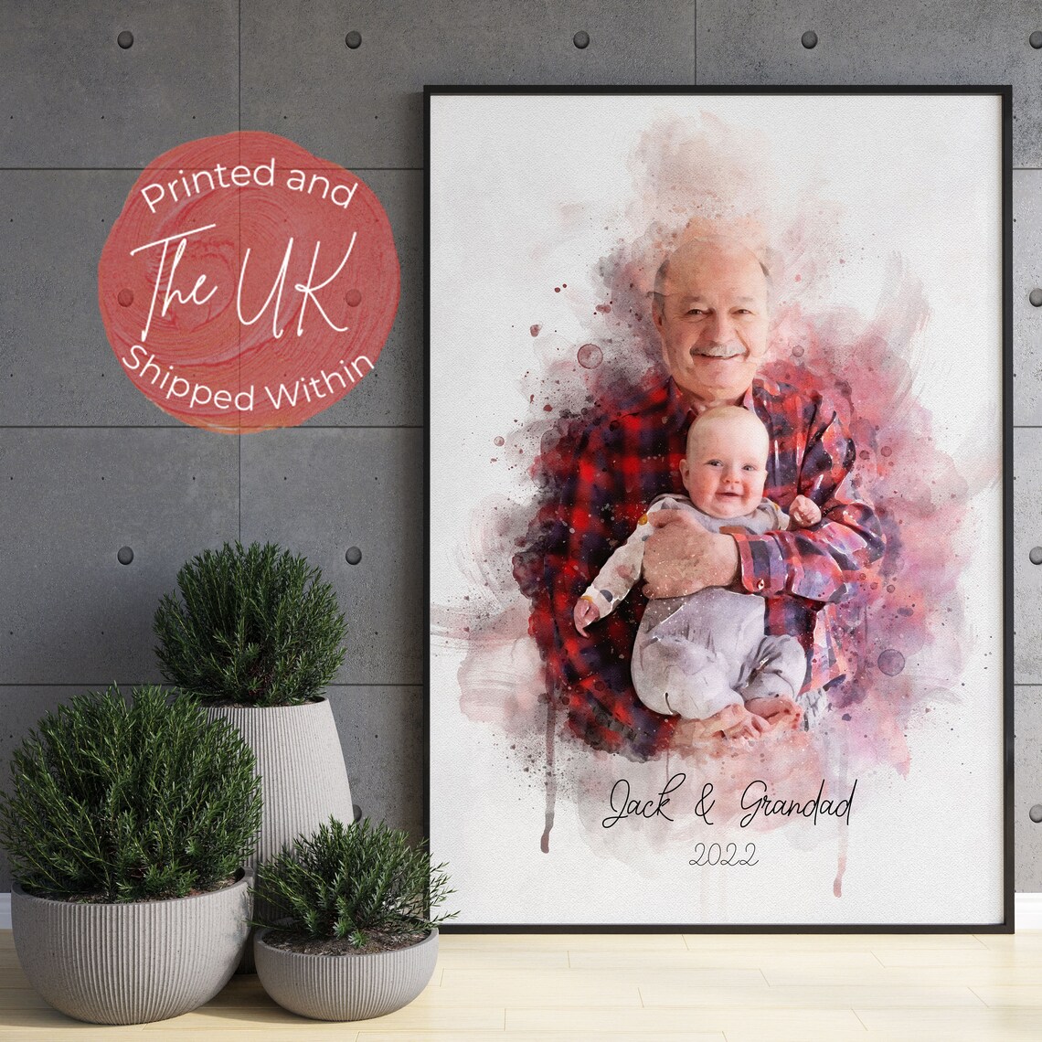 Grandad Family Portrait Art Print, Father's Day Gift
