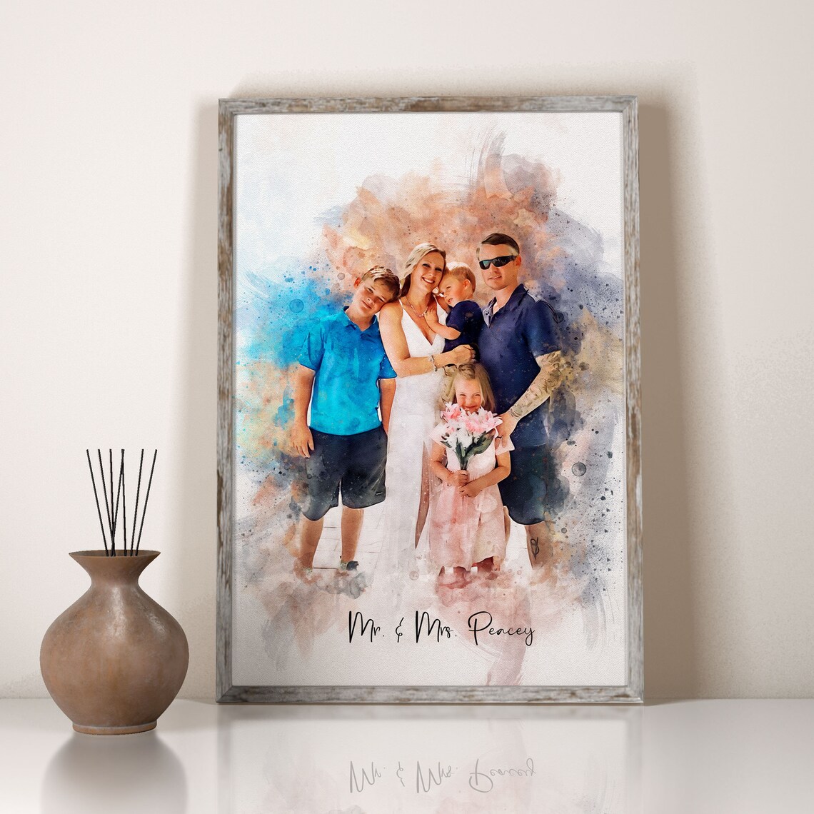 Loving Watercolor Mom and Child Embrace Mothers Day Gift Poster - Image 3