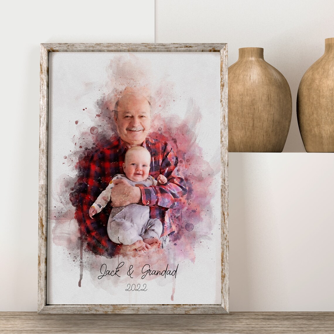 Watercolor Father Daughter Portrait With Loving Father Quote Poster - Image 4