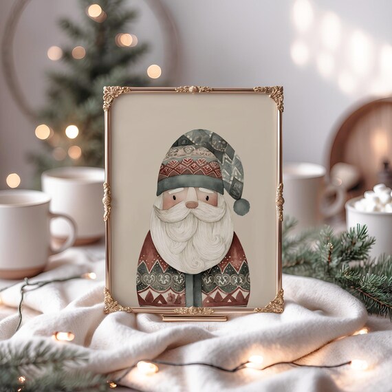 Nordic Santa Claus Cozy Scandinavian Christmas Art Print Gift