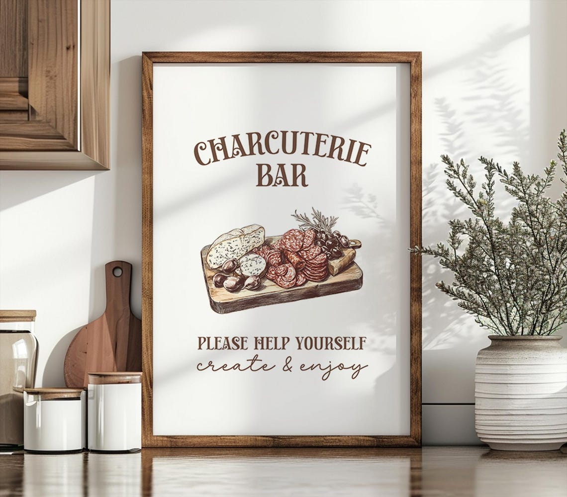 Charcuterie Bar Kitchen Wall Art Please Help Yourself Sign Decor