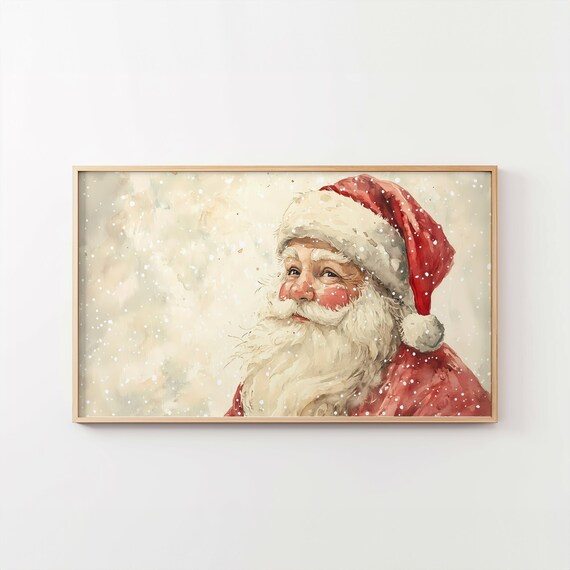 Vintage Santa Claus TV Frame Art, Christmas Decor