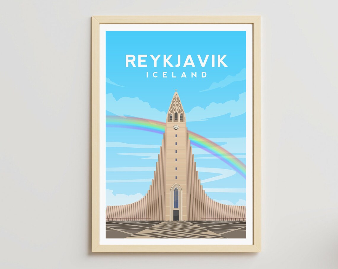 Reykjavik Travel Poster, Hallgrimskirkja Cathedral - Image 2