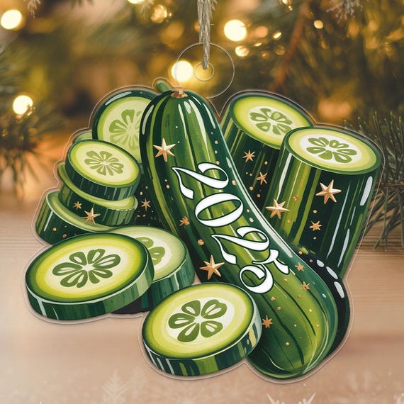 Funny Pickle Xmas Acrylic Ornament 2025 Unique Cucumber Tree Decoration Gag Gift For Lovers Holiday Kitchen Decor