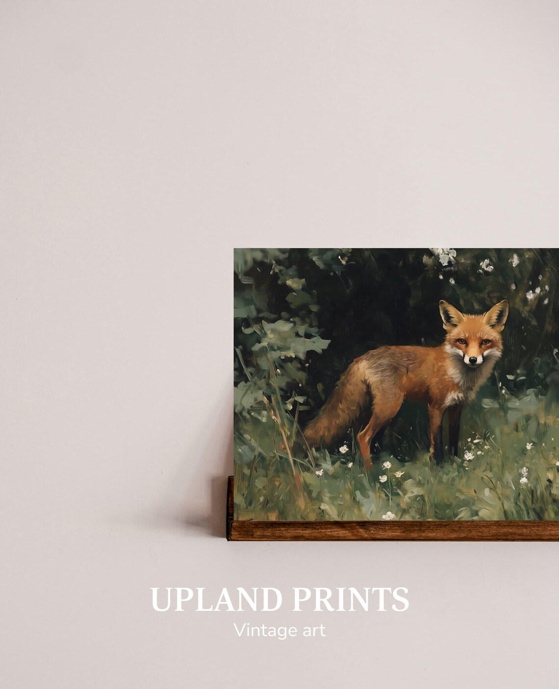 Red Fox Standing in Wildflower Meadow Forest Edge Vintage Art Poster - Image 2