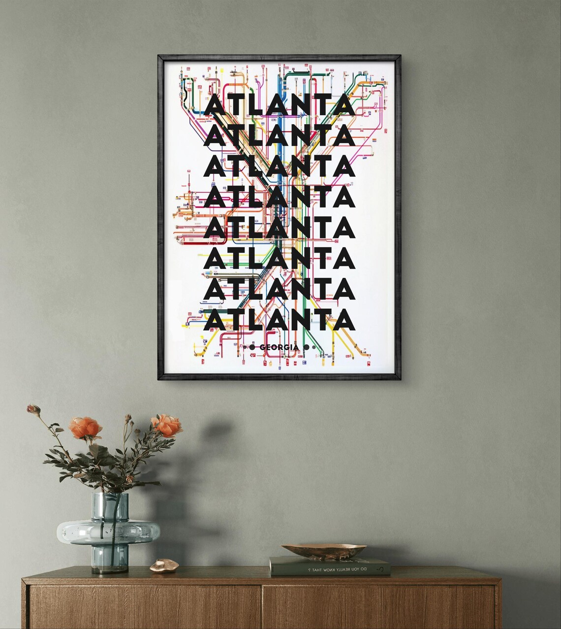 Atlanta Georgia Transit Map, Modern City Decor